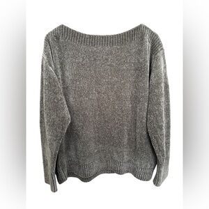 Tommy Bahama Women's Sweater Green  Chenille Knit Top Boat Neck Boxy Cozy Sz L